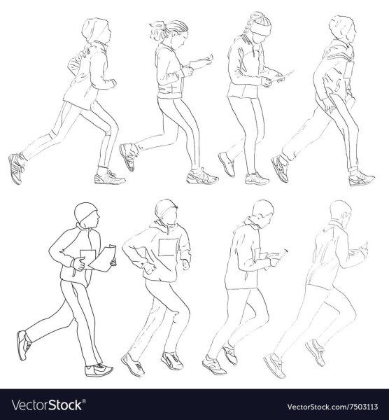 Наброски фигуры человека в движении