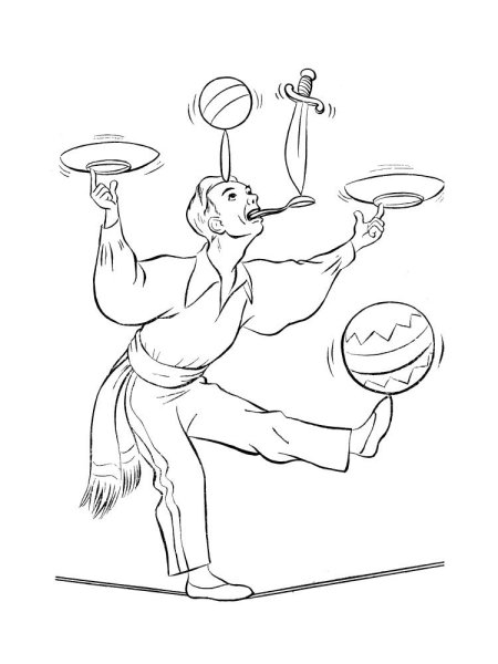 Художник в цирке раскраска