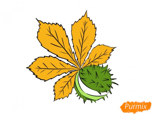 Лист каштана для дошкольников