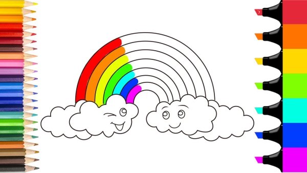 Радуга рисунок карандашом