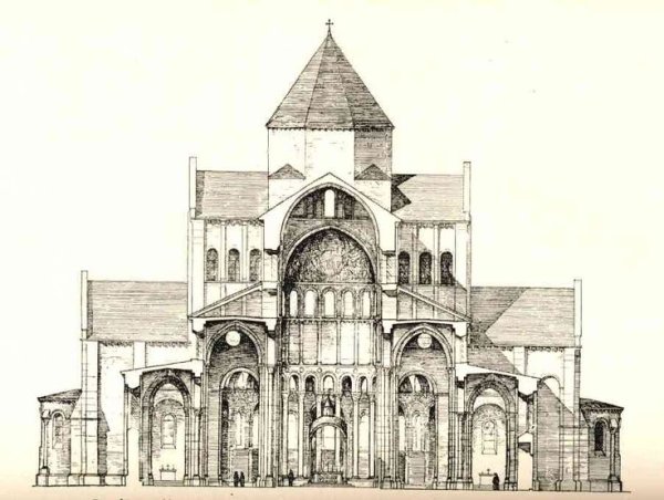 Здание в романском стиле рисунок