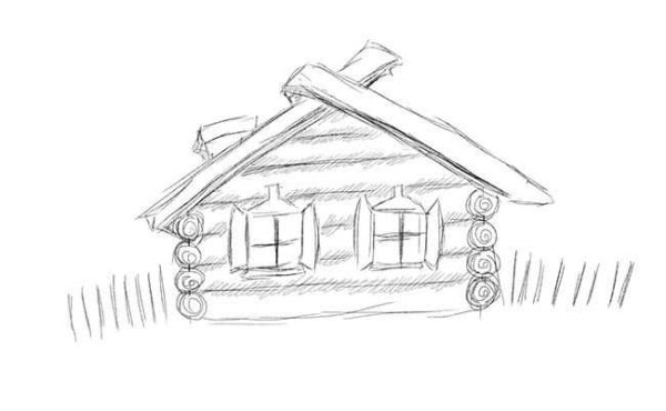 Зарисовки деревенских домиков