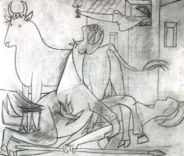 Рисунок Пабло Пикассо Герника