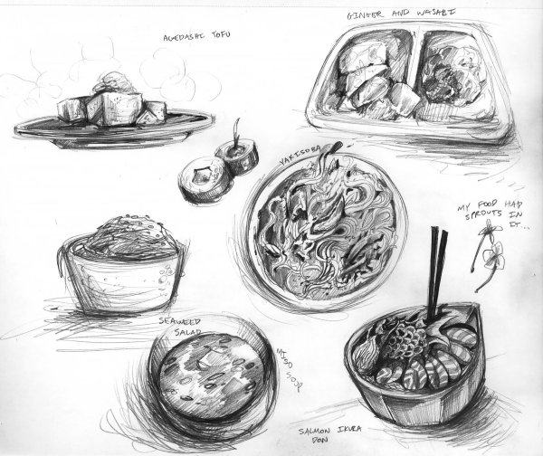 Скетчи еды карандашом