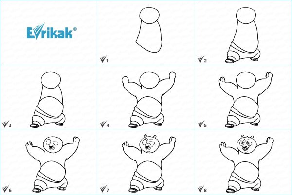 Рисунок кунг фу Панда поэтапно