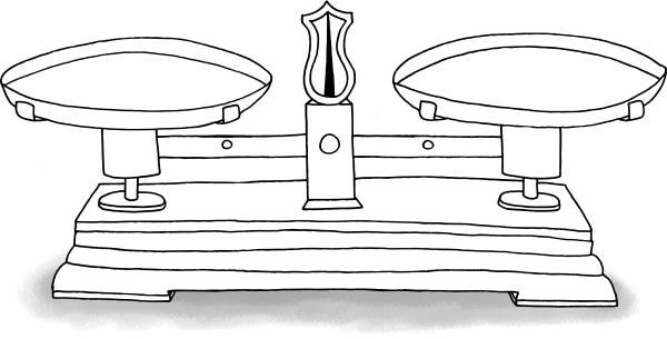 Раскраска весы с чашами