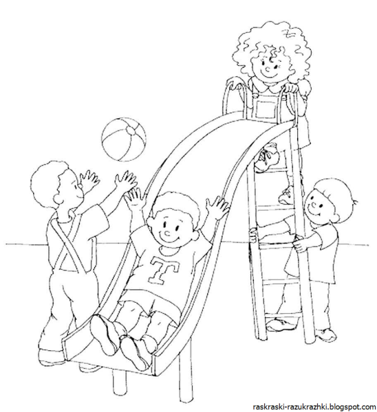 Раскраска дети в детском саду