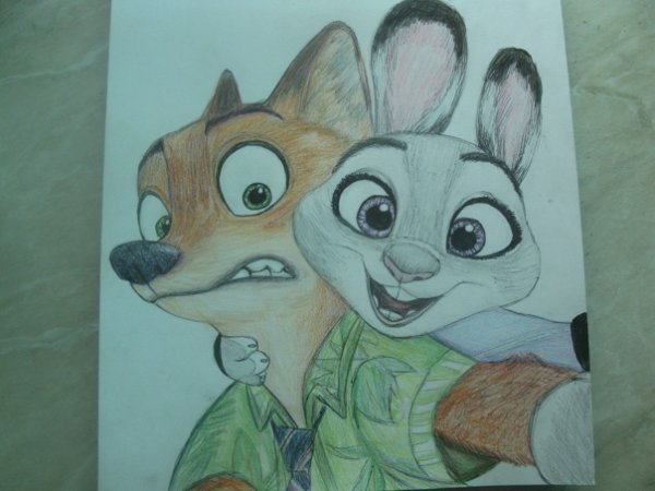 Рисунки цветными карандашами Зверополис