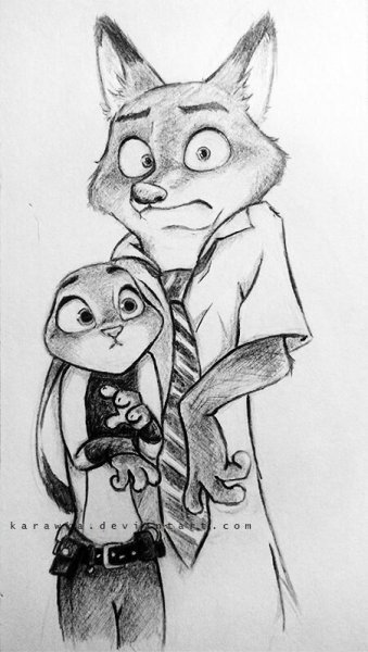 Джуди и ник рисунок карандашом