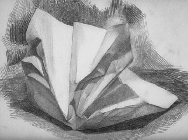 Смятая бумага карандашом