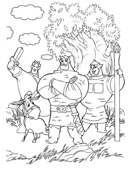 Раскраска Добрыня Никитич и Илья Муромец