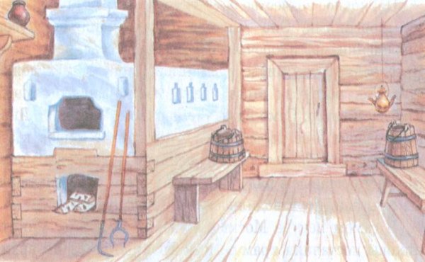 Уроки рисования русская изба