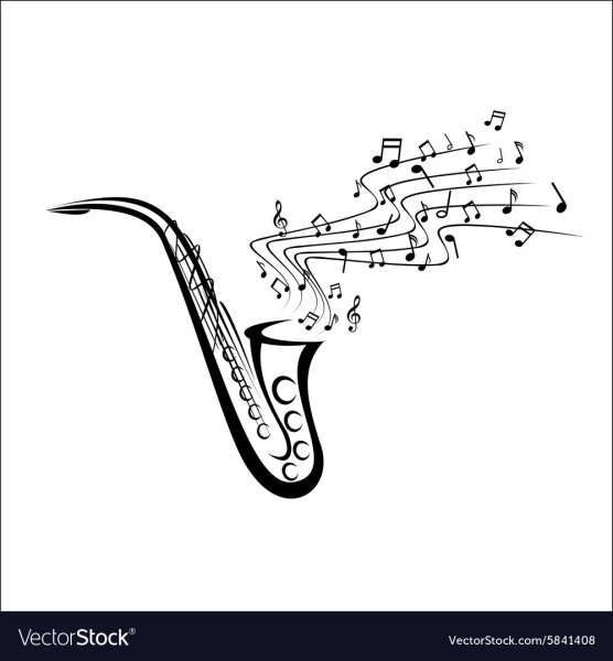 Раскраска саксофон музыкальный инструмент