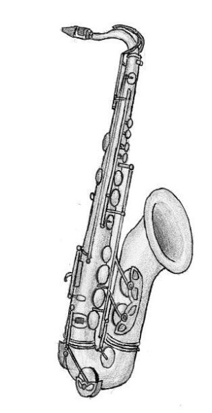 Раскраска саксофон музыкальный инструмент