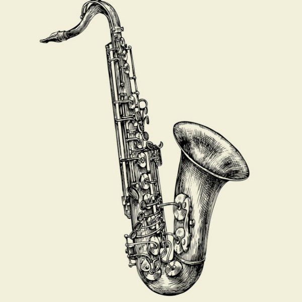 Раскраска саксофон музыкальный инструмент