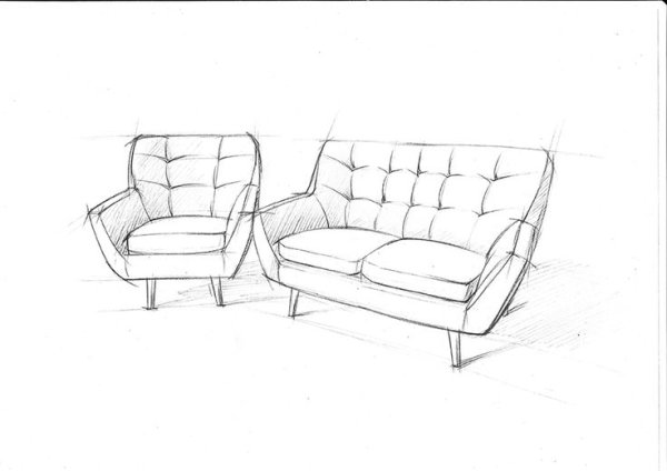 Скетч дивана набросок