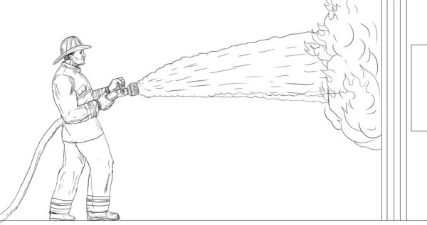 Рисунки Пожарников которые тушат пожар