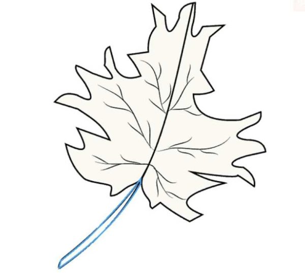 Рисование лист кленовы на веточке