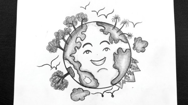 Космос рисунок карандашом