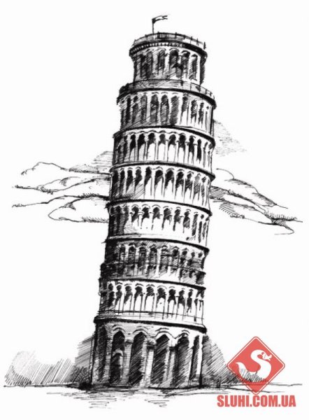 Пизанская башня Италия рисунок