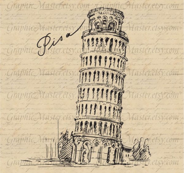 Пизанская башня рисунок для детей