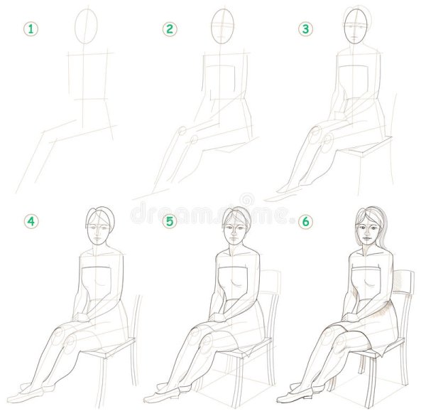 Девушка сидит на земле рисунок