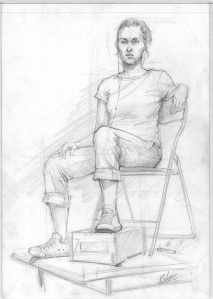 Схема рисования сидящего человека