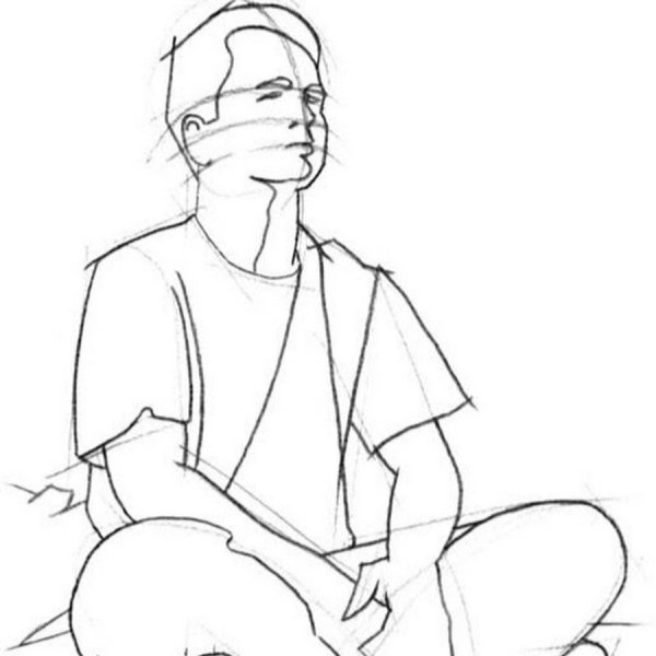 Женщина сидит на стуле рисунок