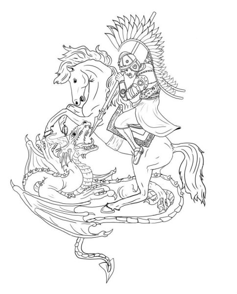 Георгий Победоносец прорись