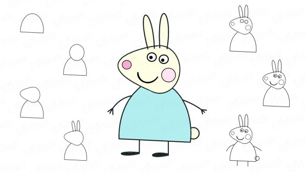 Пошаговое рисование свинки Пеппы