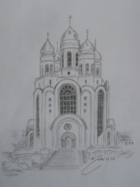 Церковь рисунок карандашом