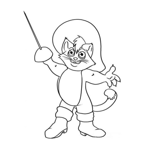 Поэтапное рисование кота в сапогах