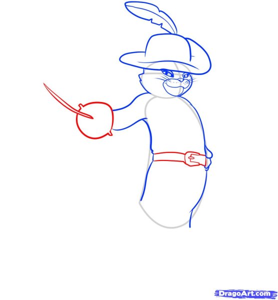 Кот в сапогах срисовать