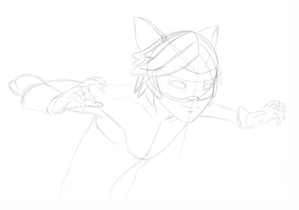 Поэтапное рисование супер кота