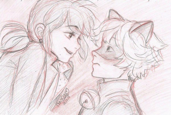 Леди баг и супер кот карандашом