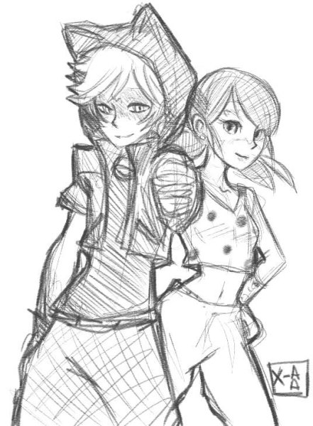 Леди баг и супер кот карандашом