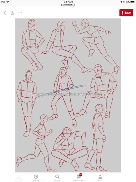 Наброски фигуры человека в движении