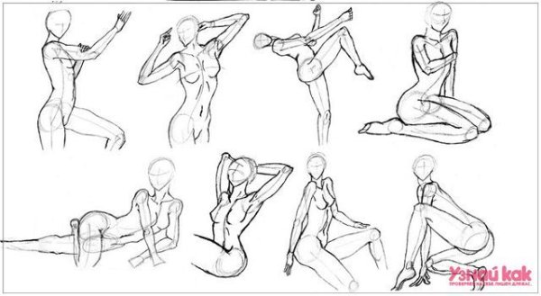 Тела карандашом в разных позах