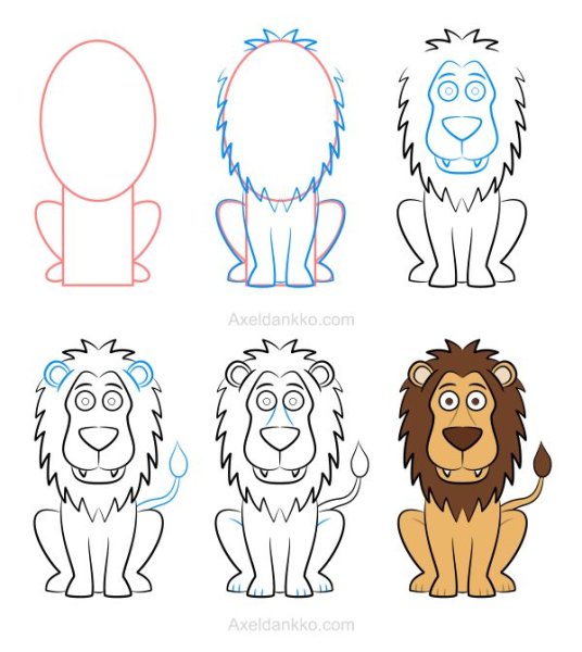 Лев рисование для детей