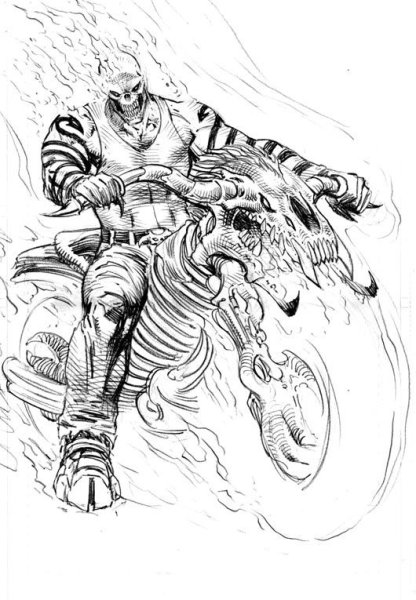 Байк призрачного гонщика рисунок карандашом