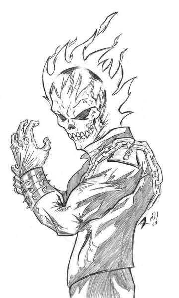 Призрачный гонщик арт карандашом