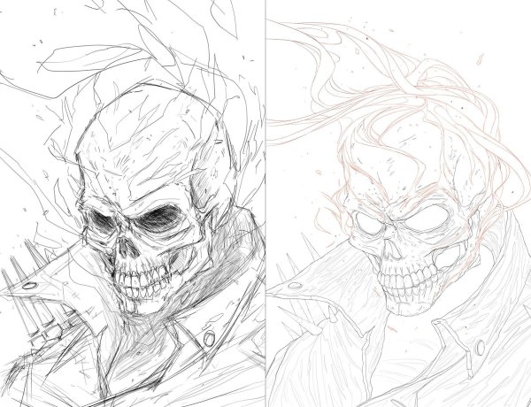 Призрачный гонщик арт карандашом