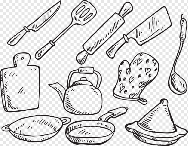 Раскраска кухонные принадлежности