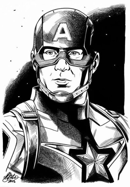 Капитан Америка карандашом