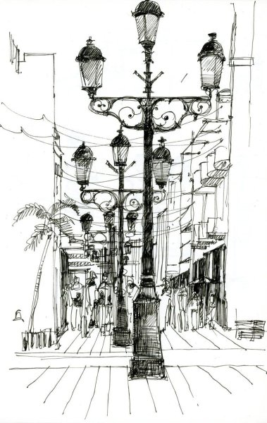 Фонарь старинный уличный эскиз