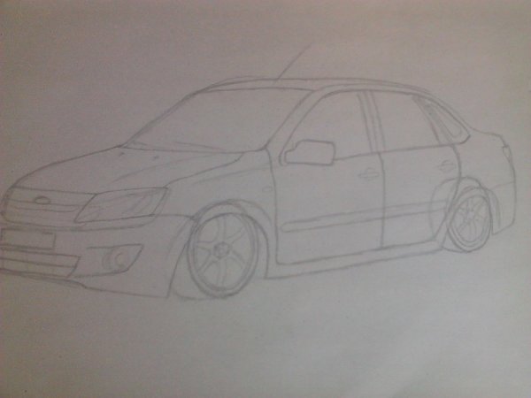 Лада Гранта карандашом легко сбоку