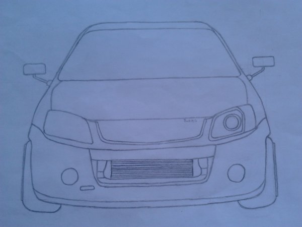 Лада Гранта рисунок карандашом спереди