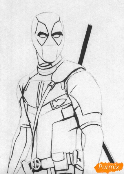 Дэдпул рисунок карандашом для срисовки