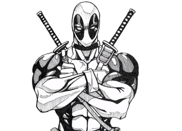 Дэдпул срисовать