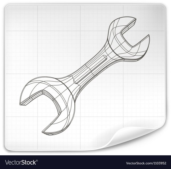 Рисунок гаечного ключа разводной карандашом